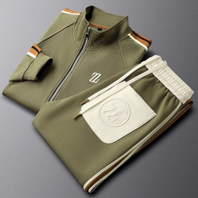 Men's Tracksuit With A Zipper And Striped Details – Sporty 2-piece Tracksuit For Workouts, Leisure, And Everyday Wear