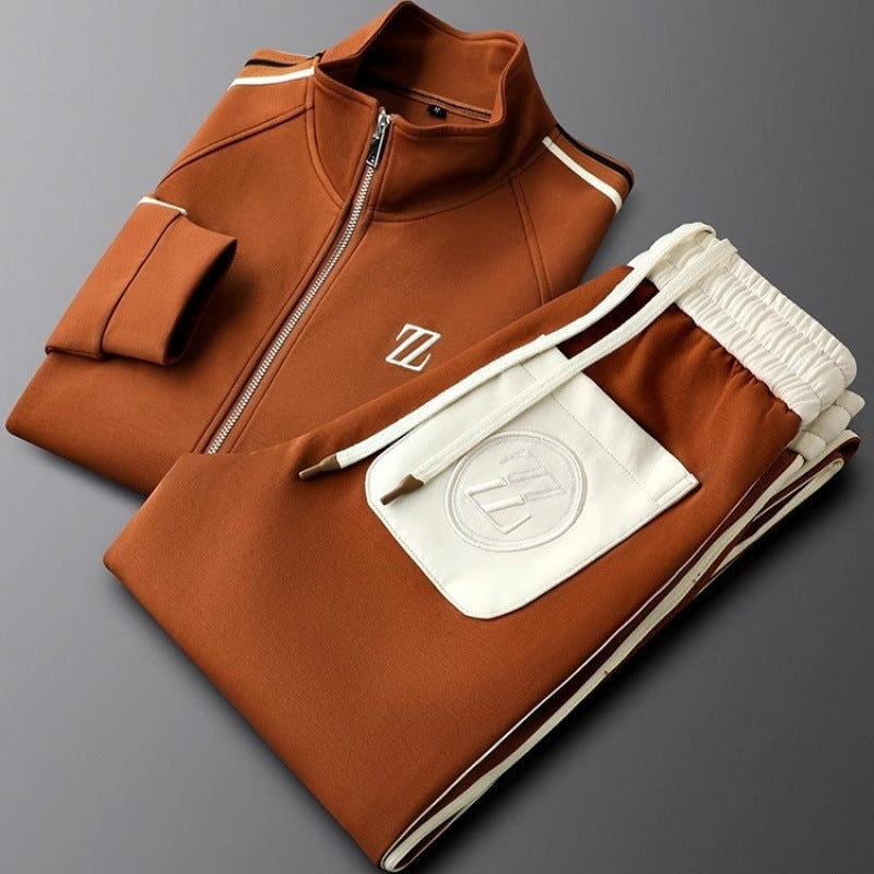 Men's Tracksuit With A Zipper And Striped Details – Sporty 2-piece Tracksuit For Workouts, Leisure, And Everyday Wear