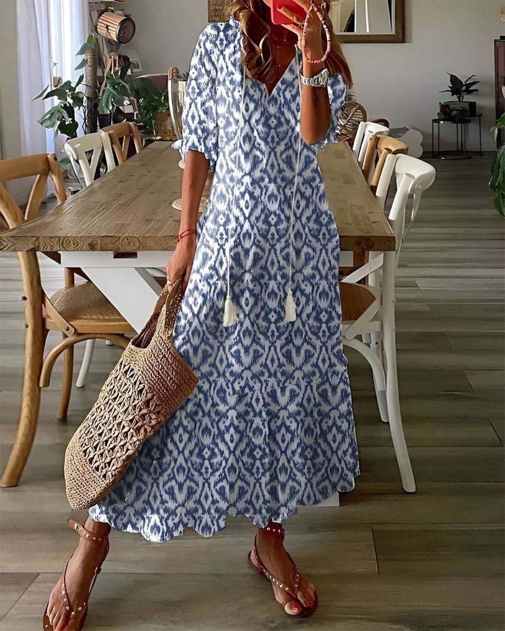 Isla | Women Bohemian V-Neck Maxi Dress