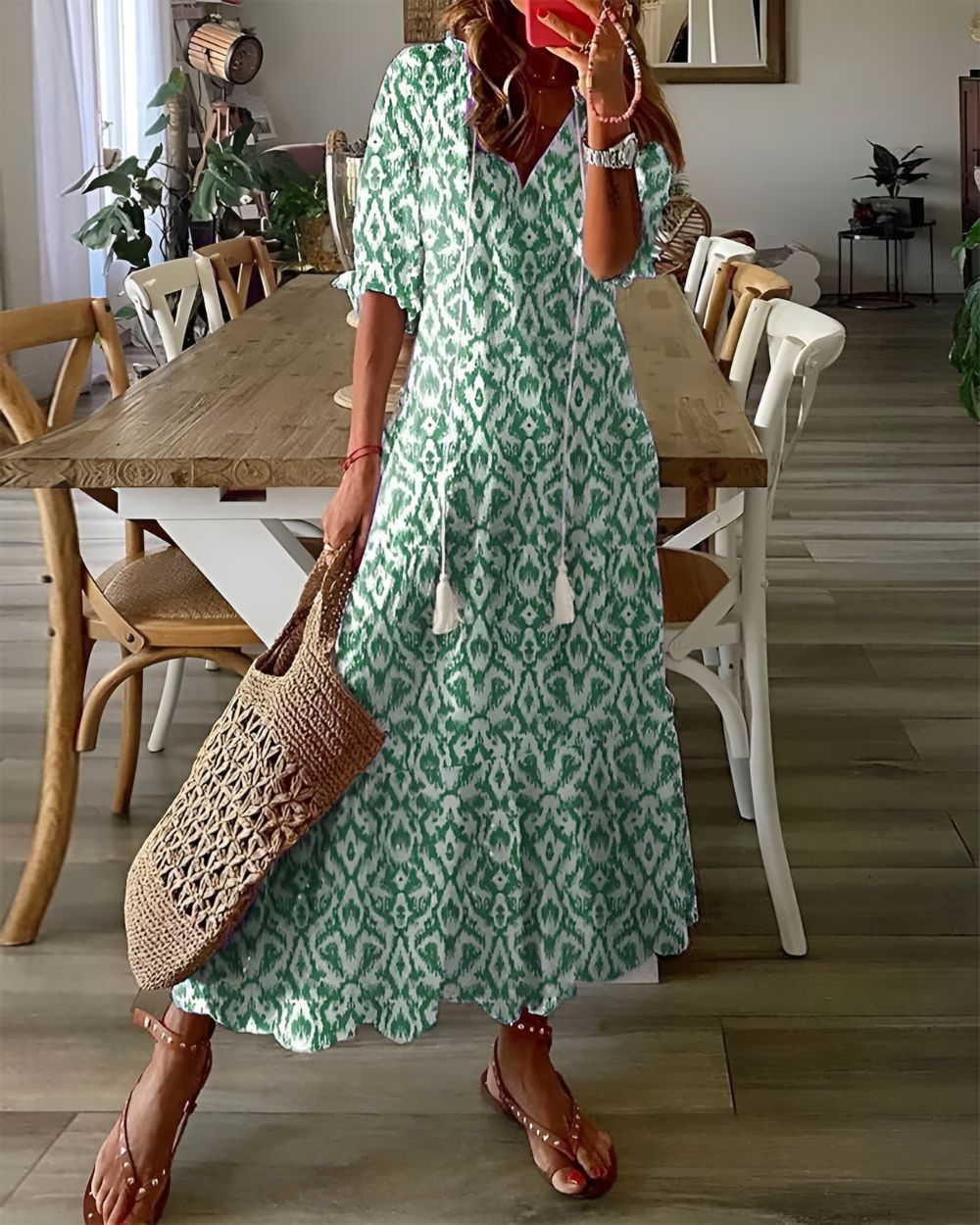 Isla | Women Bohemian V-Neck Maxi Dress