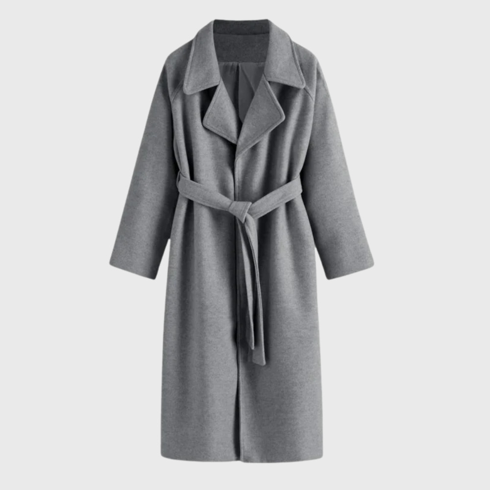 Women's Wool-blend Winter Coat - Belted Tailored Long Coat For Warm Everyday Wear