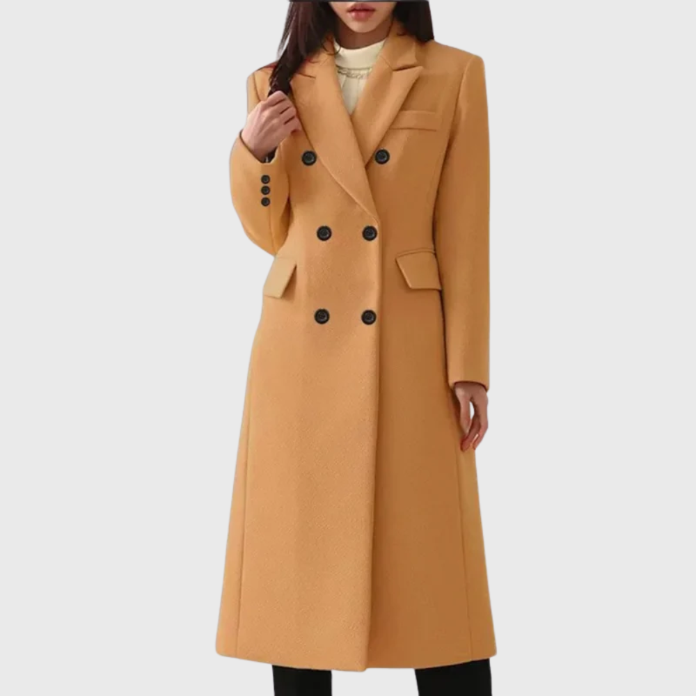 Women's Long, Double-breasted Wool Coat With A Tailored Fit – A Warm And Elegant Winter Coat For Cold Days, Everyday Wear, And Smart-casual Style