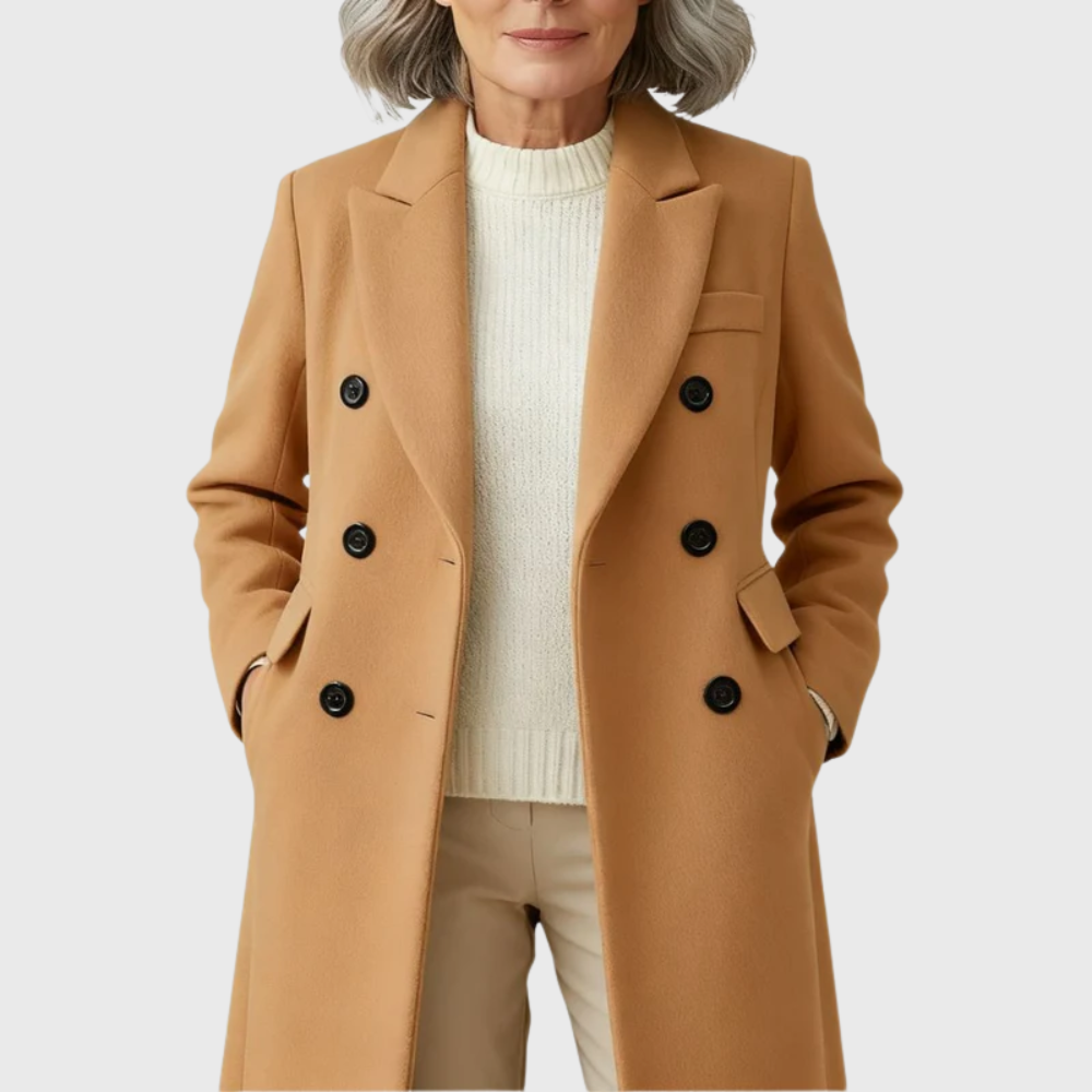 Women's Long, Double-breasted Wool Coat With A Tailored Fit – A Warm And Elegant Winter Coat For Cold Days, Everyday Wear, And Smart-casual Style