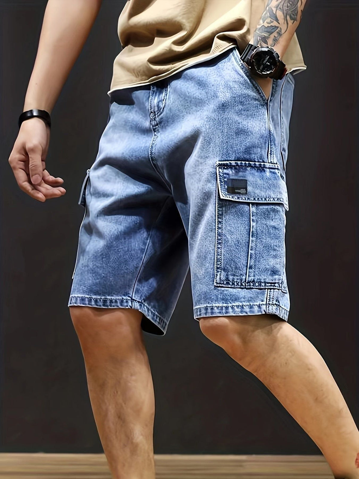 Men's Casual Cargo Denim Shorts With Multiple Pockets – Modern Streetwear Shorts For Summer And Everyday Wear
