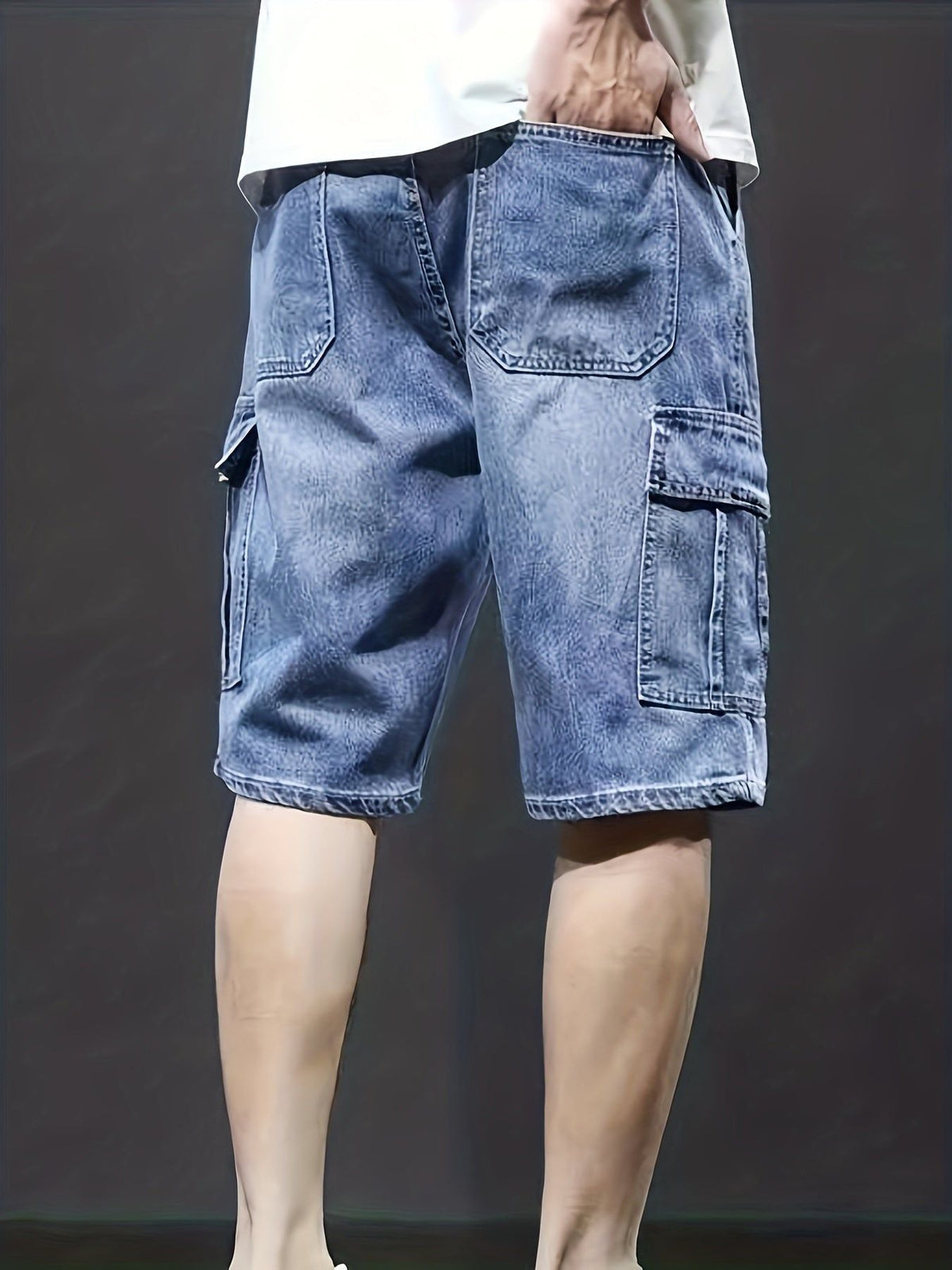 Men's Casual Cargo Denim Shorts With Multiple Pockets – Modern Streetwear Shorts For Summer And Everyday Wear