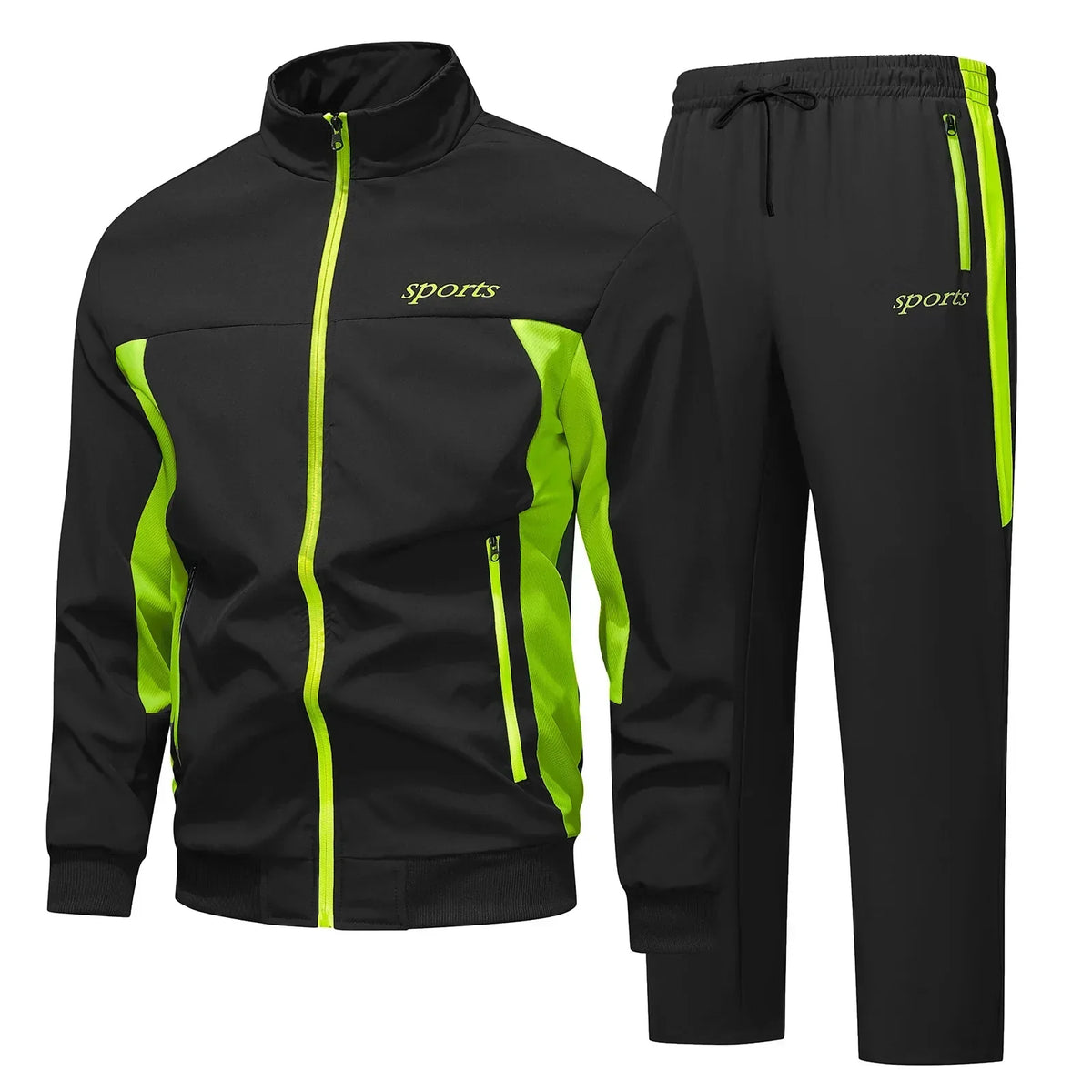 Men's 2-piece Track Suit Set With Zipper Jacket – Sporty Workout Set For The Gym, Travel, And Everyday Wear