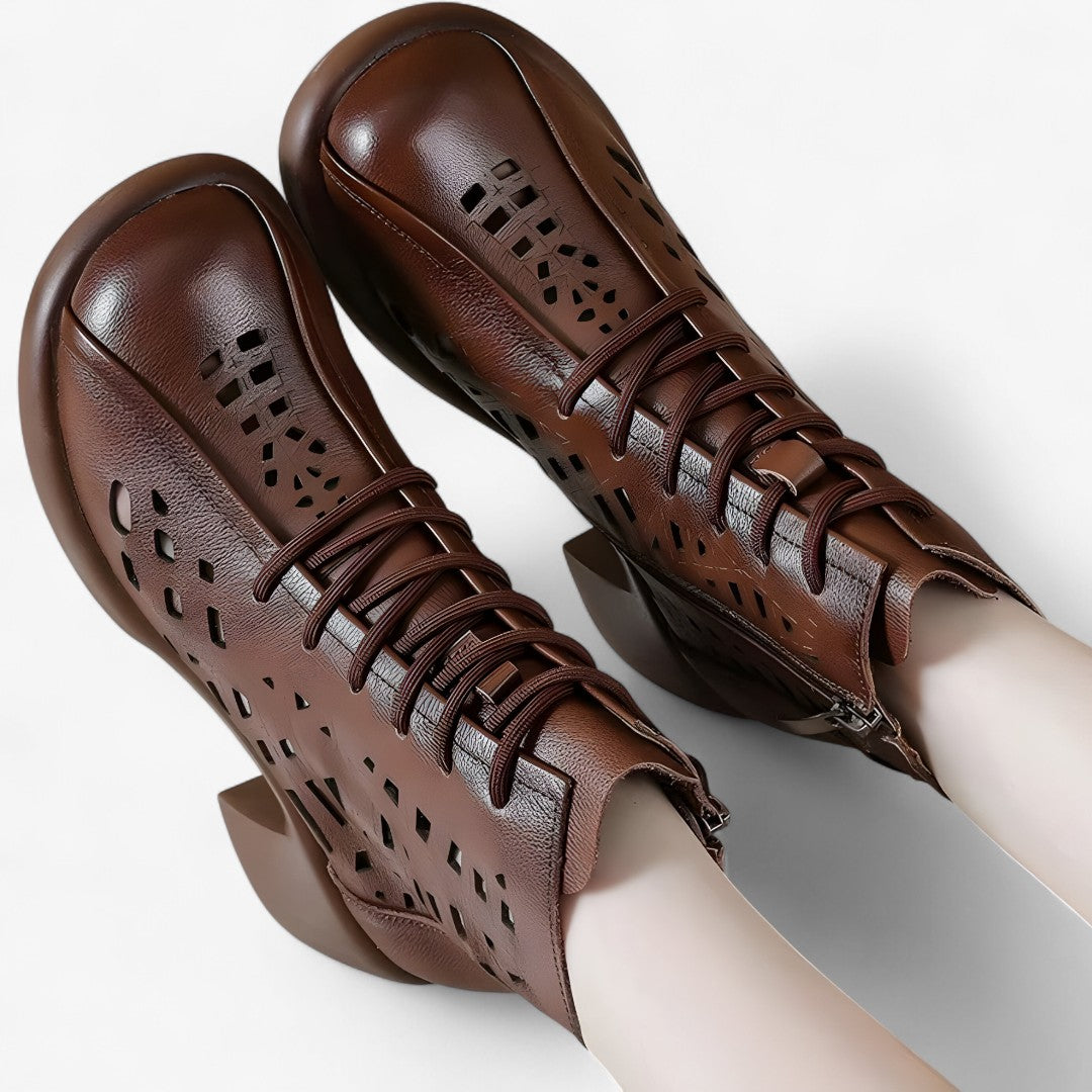 Havina - Women's Ankle Boots with Hand-Stitched Laces