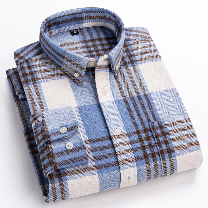 Men's Checkered Flannel Shirt With Button Closure And Long Sleeves – A Classic Casual Shirt For Fall, Everyday Wear, And Leisure