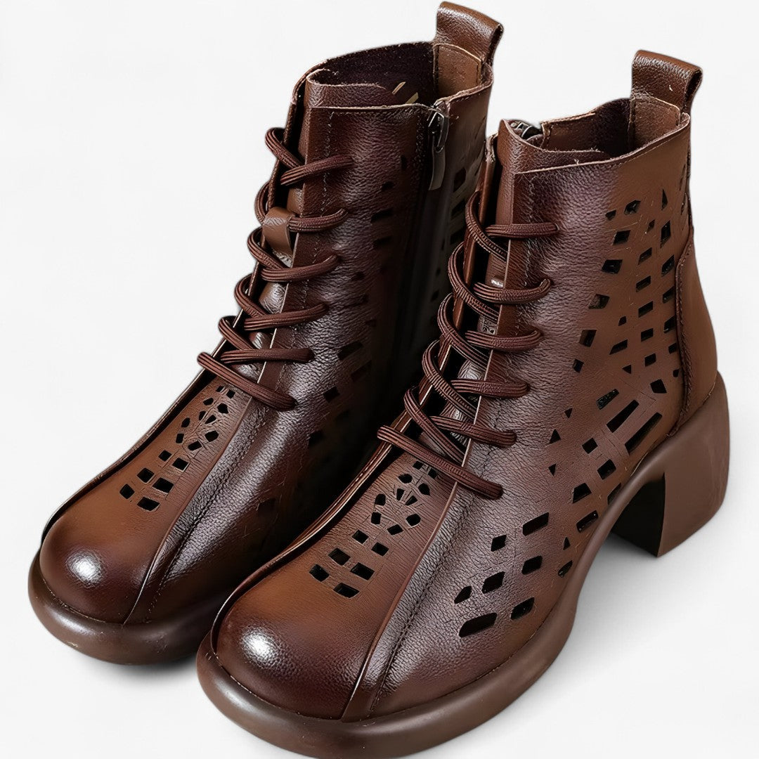 Havina - Women's Ankle Boots with Hand-Stitched Laces