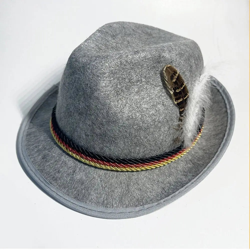 Men's Traditional Bavarian Hat With A Feather – Festive Headwear For Oktoberfest And Traditional German Celebrations