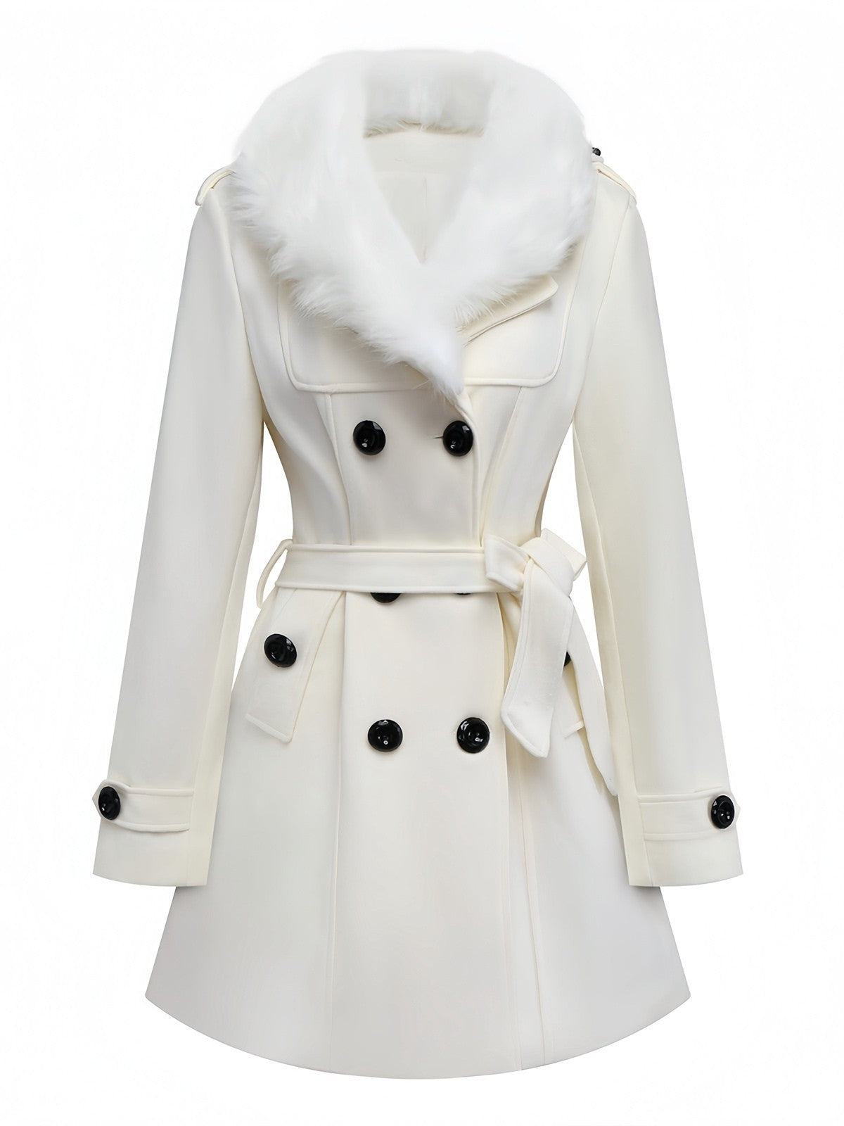 Faustina - Coat with Removable Faux Fur Collar