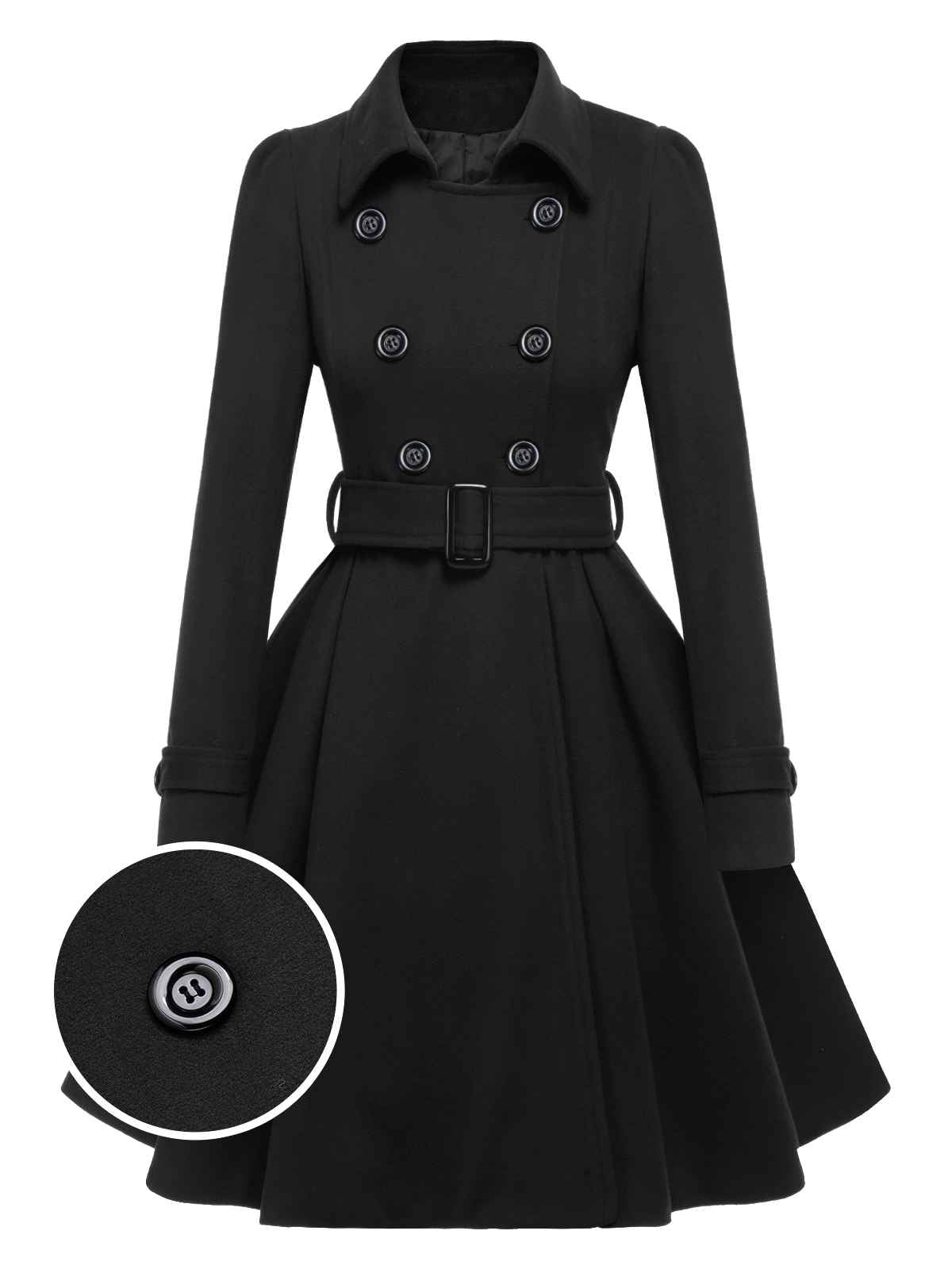 Eva - Slim monochrome coat with elegant lapels