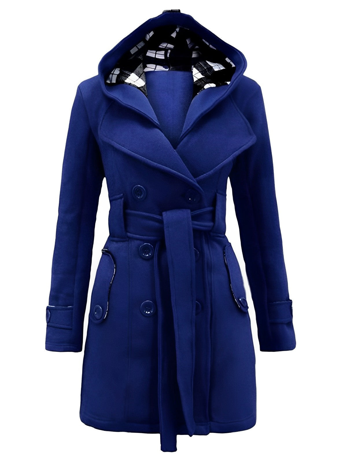 Elisabetta - Checked Coat with Hood and Belt