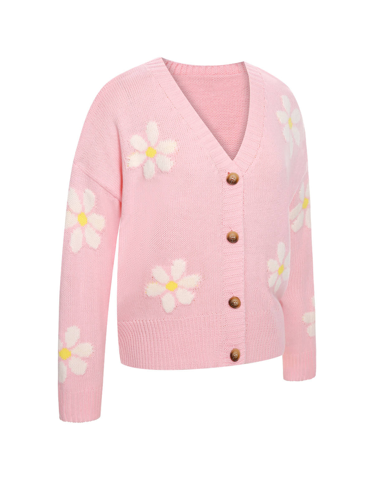 Eralda - Jacquard Knit Cardigan with Flowers