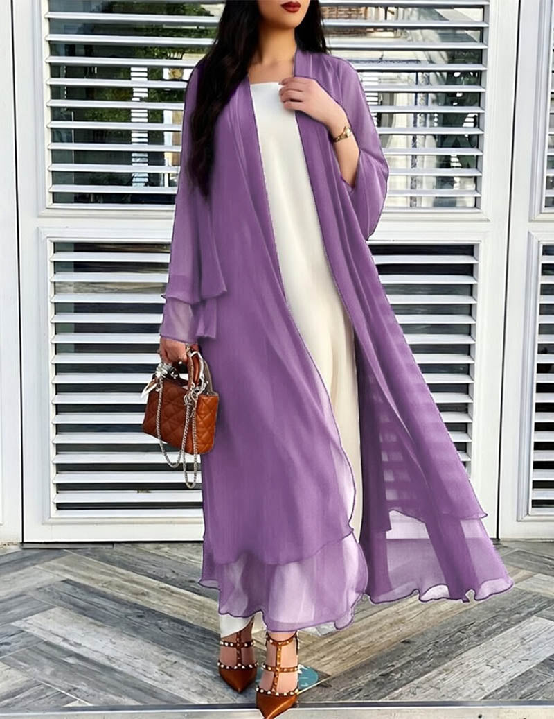 Women's Sheer Chiffon Cardigan – A Long, Open Cardigan For Everyday Wear, Vacations, Parties, And Smart-casual Styles