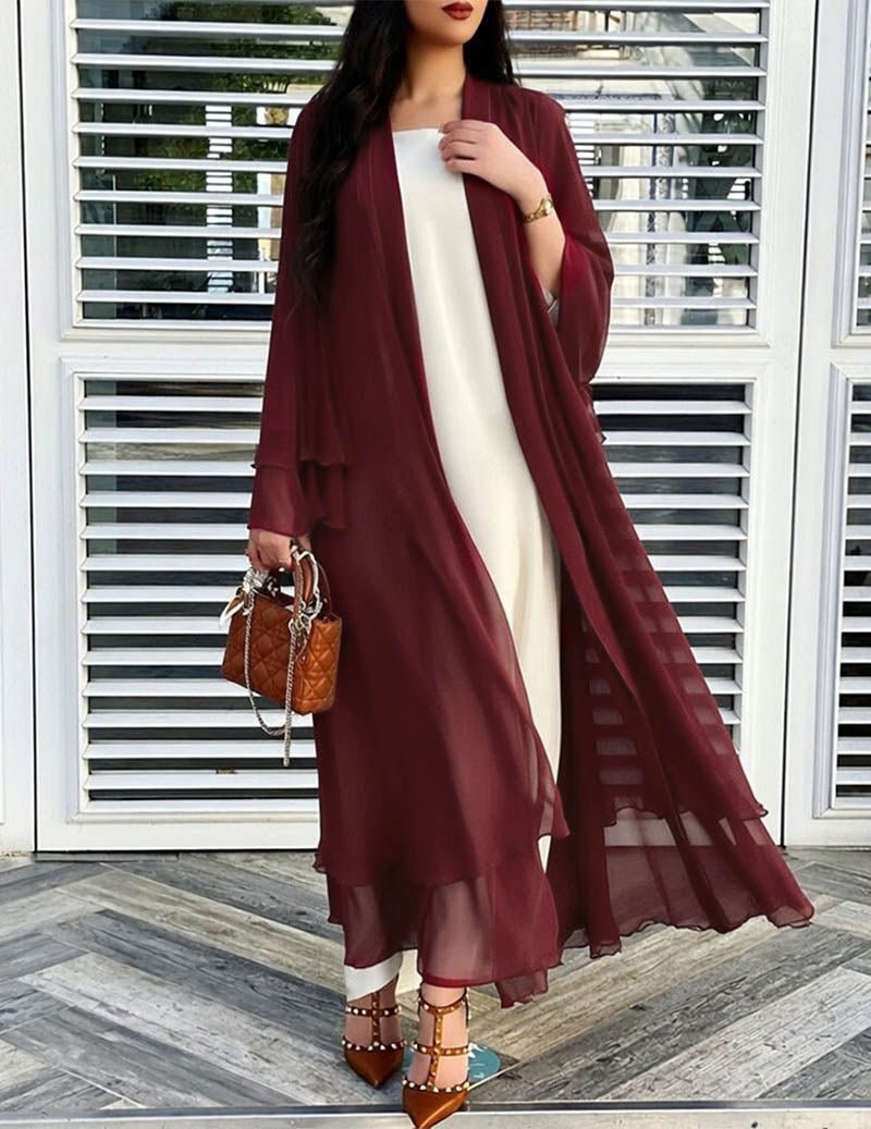 Women's Sheer Chiffon Cardigan – A Long, Open Cardigan For Everyday Wear, Vacations, Parties, And Smart-casual Styles