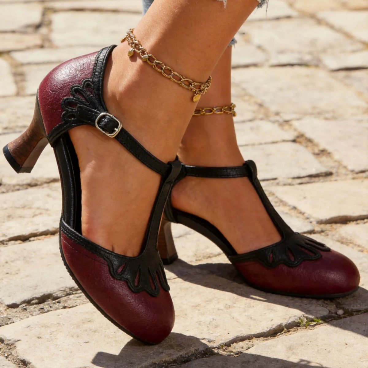 Women's Vintage T-bar Pumps With A Medium-height Block Heel – Classic Mary Jane-inspired Shoes For The Office, Everyday Wear, And Smart-casual Styles