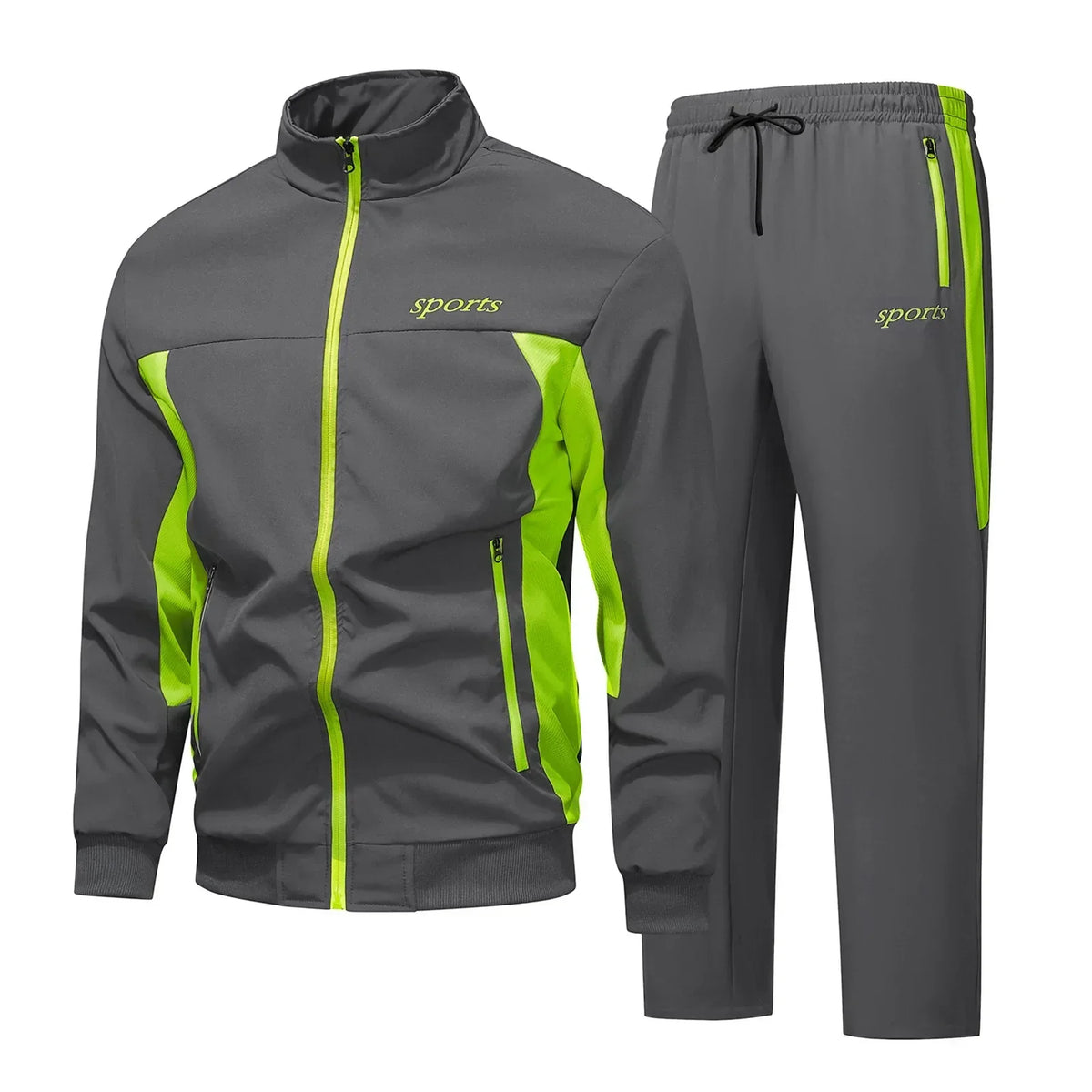 Men's 2-piece Track Suit Set With Zipper Jacket – Sporty Workout Set For The Gym, Travel, And Everyday Wear