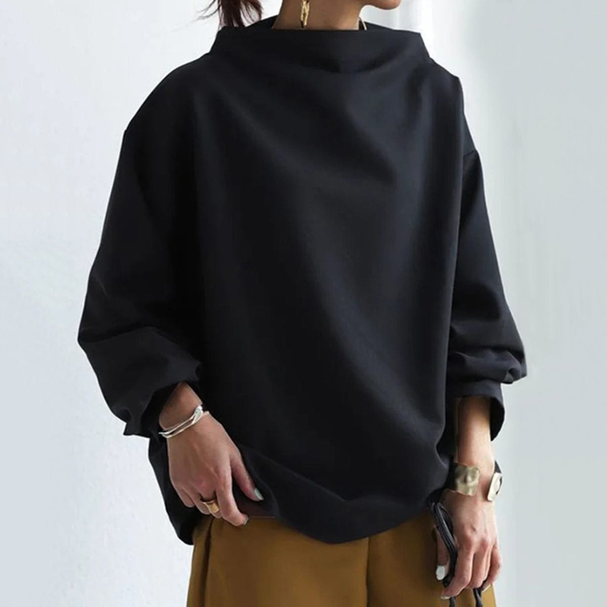 Mila | Women Relaxed Fit High Neck Long Sleeve Top