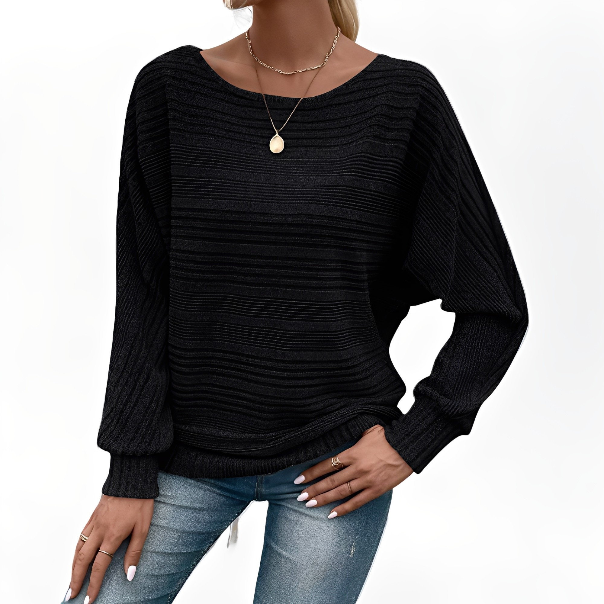 Leda – Comfortable Striped Jumper with a Loose Fit