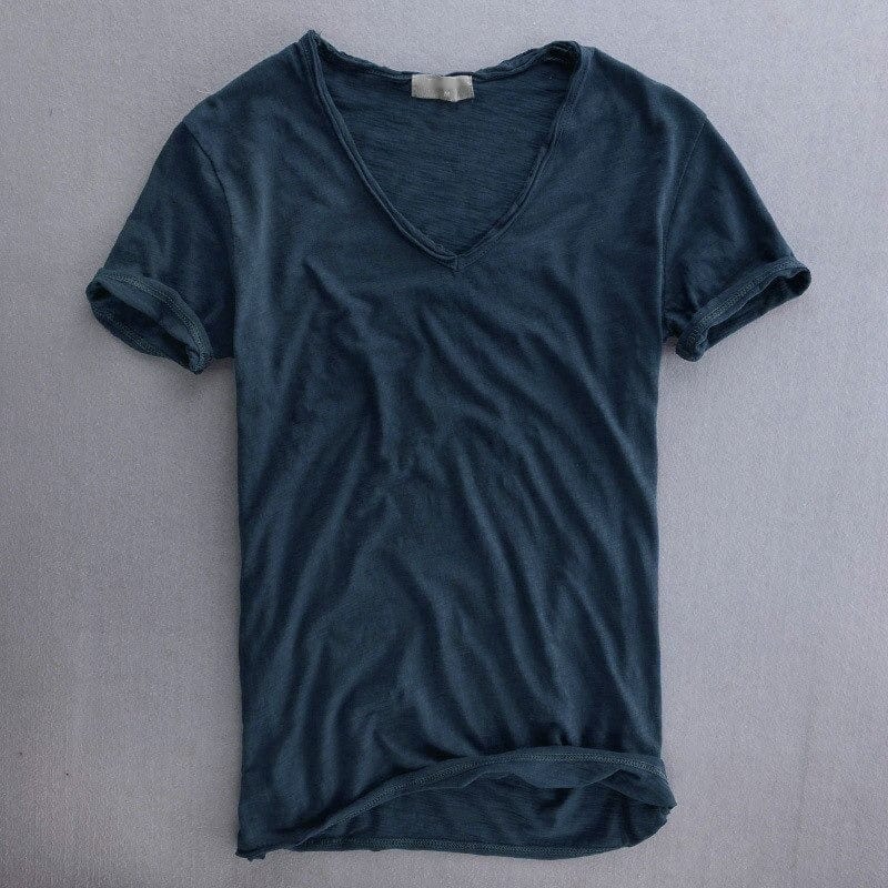 Men's Slim Fit V-neck T-shirt - Lightweight Casual Summer Top For Everyday Wear
