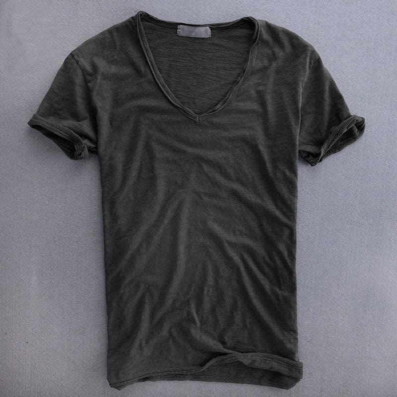 Men's Slim Fit V-neck T-shirt - Lightweight Casual Summer Top For Everyday Wear