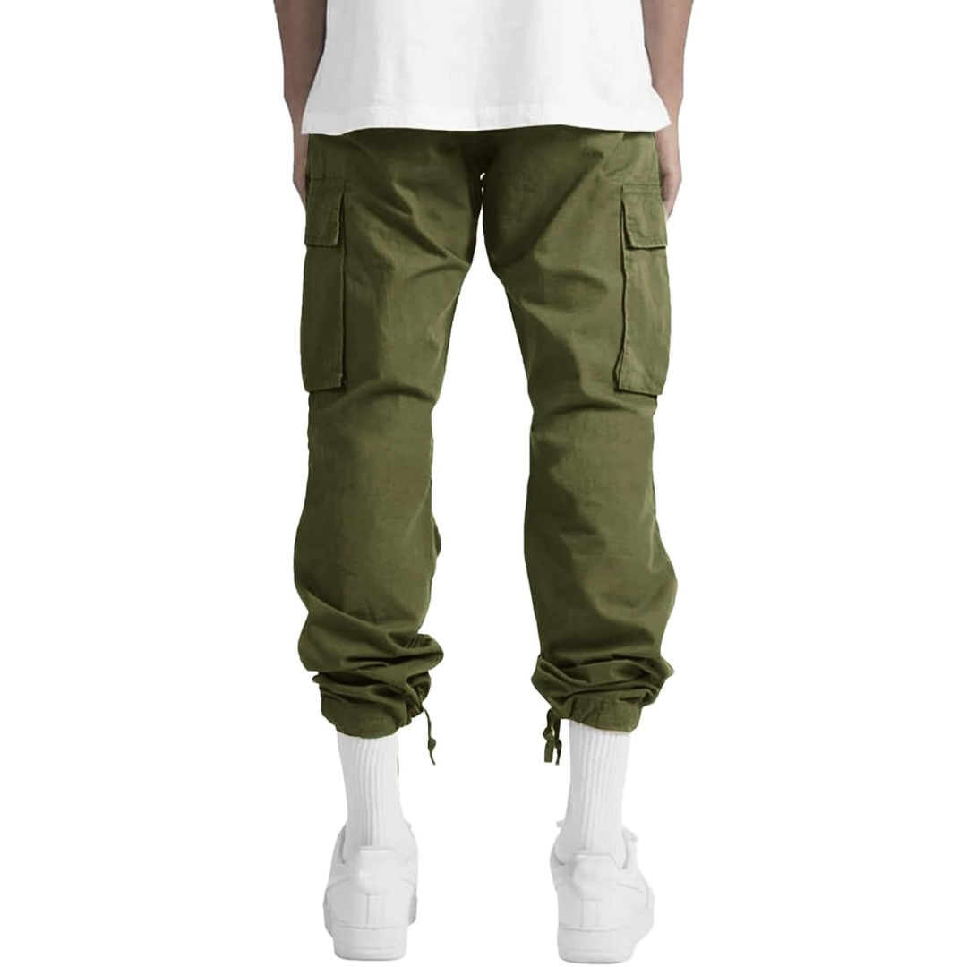 Men's Relaxed Cargo Trousers - Multi-pocket Utility Pants For Casual Streetwear And Everyday Wear