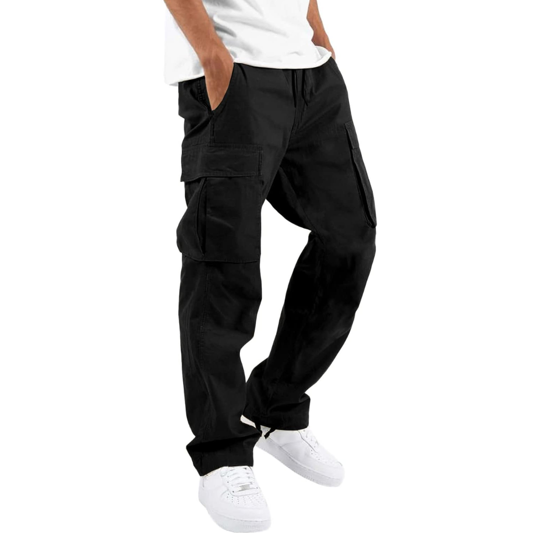 Men's Relaxed Cargo Trousers - Multi-pocket Utility Pants For Casual Streetwear And Everyday Wear