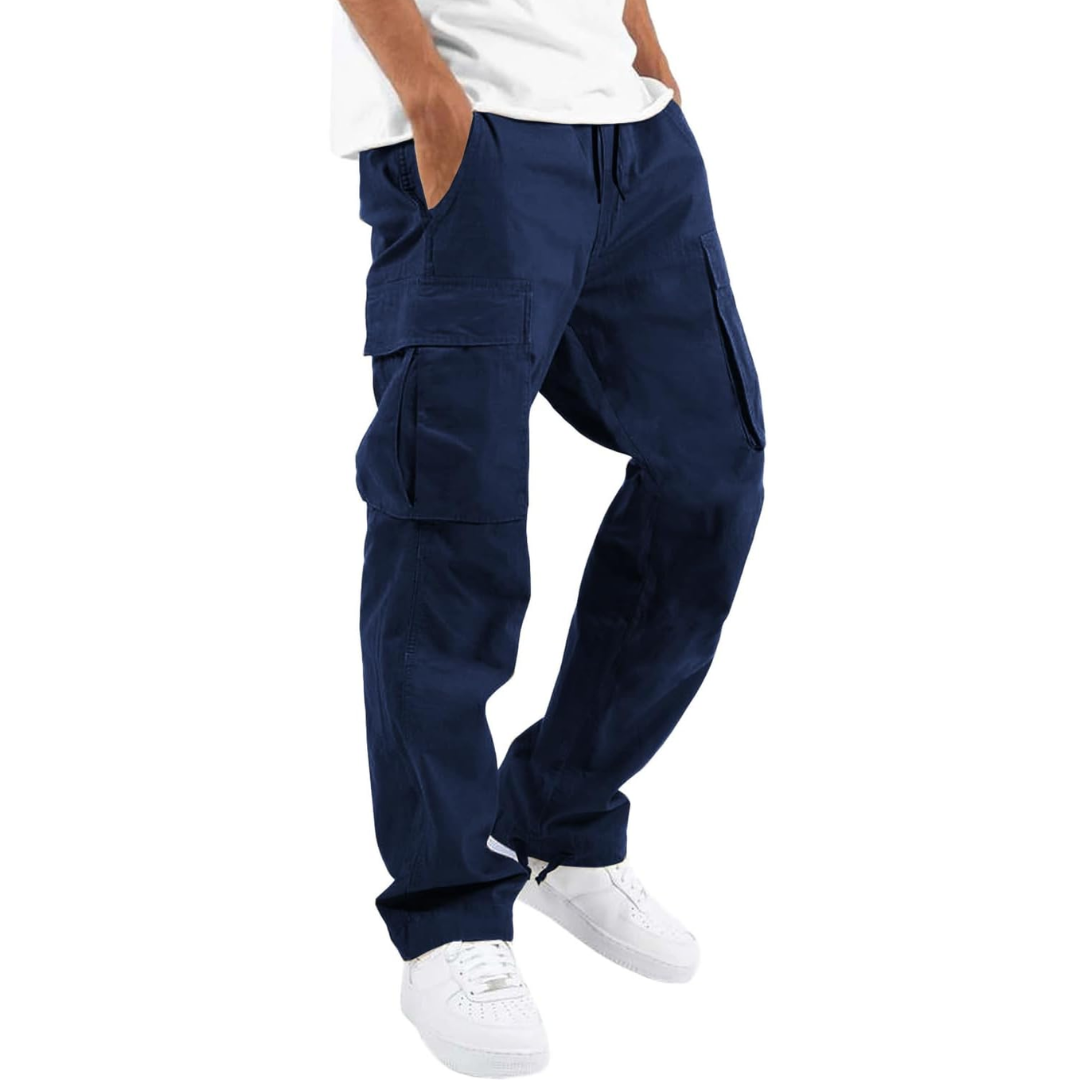 Men's Relaxed Cargo Trousers - Multi-pocket Utility Pants For Casual Streetwear And Everyday Wear