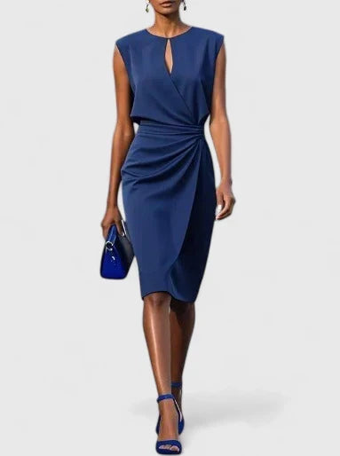 Women's Ruched Waist MIDI Dress - Elegant Style For Special Occasions And Everyday Wear