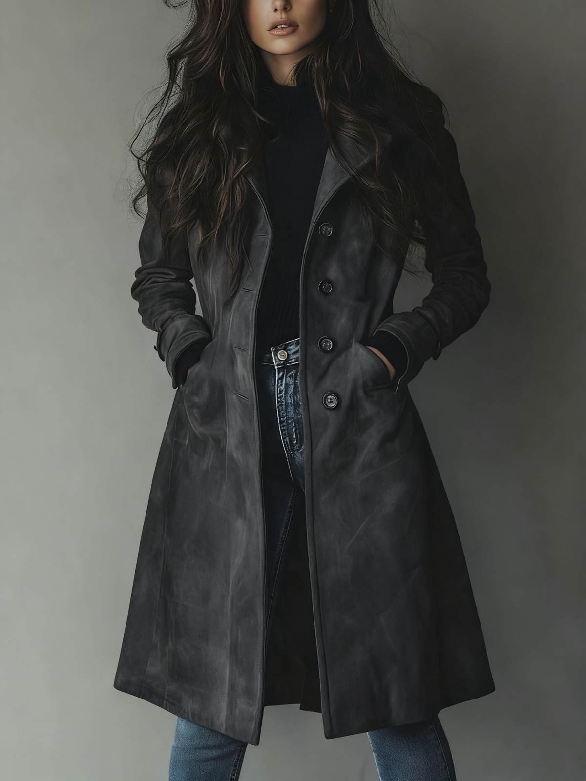 Women's Vintage-inspired Longline Trench Coat - Tailored Outerwear For Timeless Everyday Style