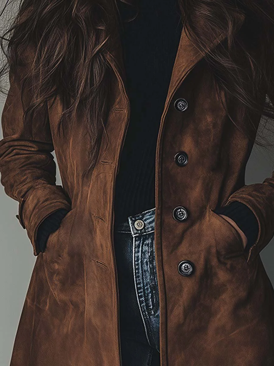 Women's Vintage-inspired Longline Trench Coat - Tailored Outerwear For Timeless Everyday Style