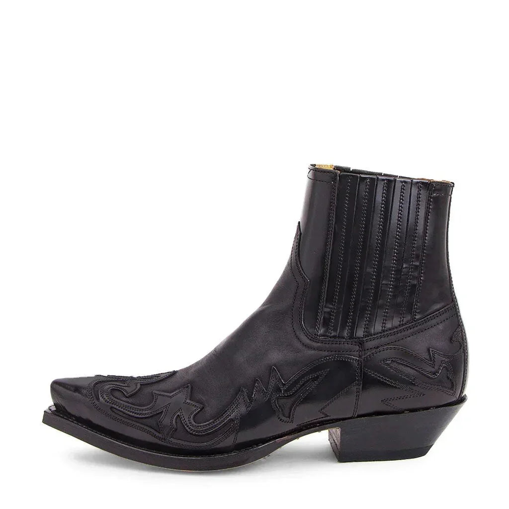Men's Leather Cowboy Boots - Pointed Toe Western Ankle Boots For Classic Casual Wear