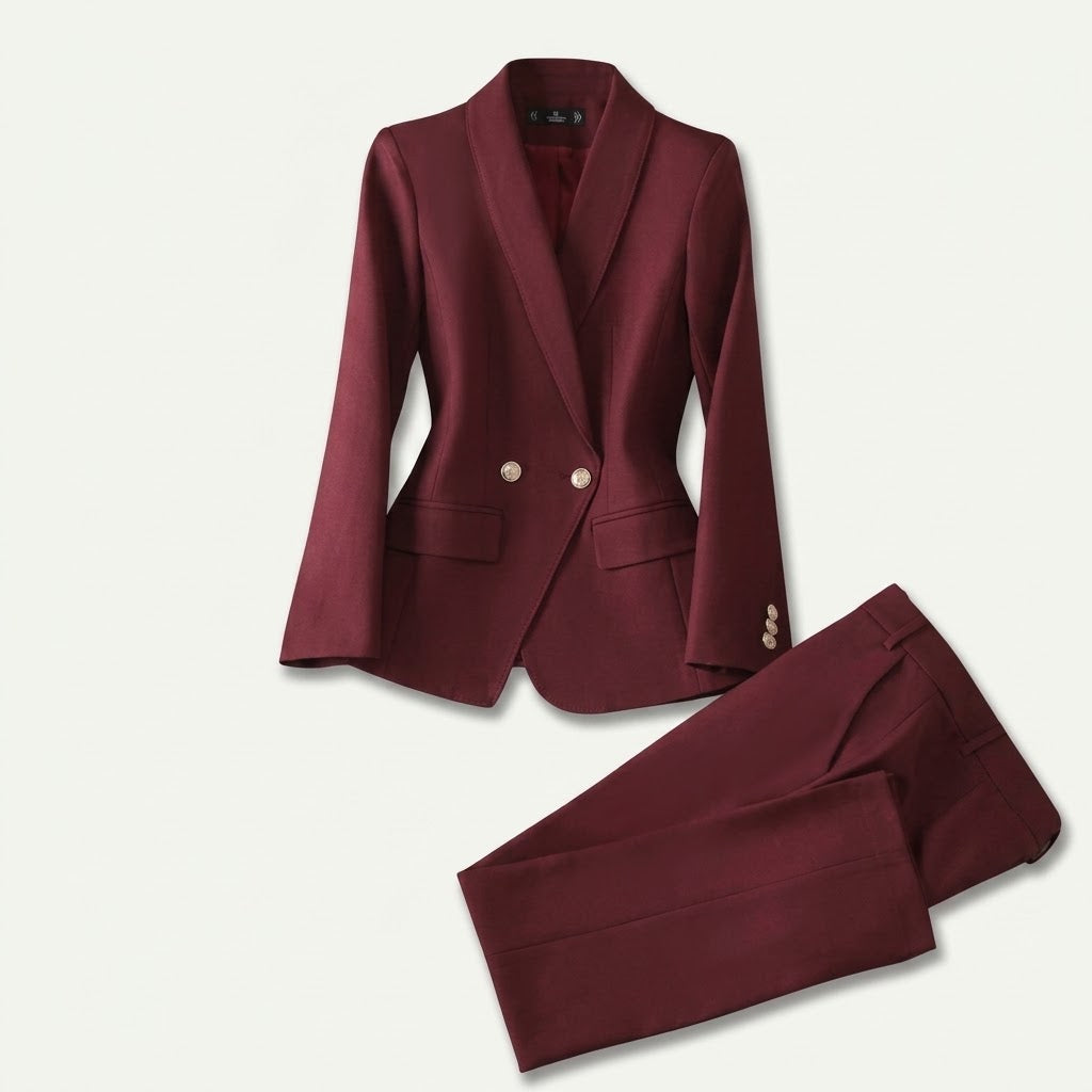 Women's Tailored Pantsuit With Blazer – An Elegant And Structured Suit For Work, Business, And Evening Events