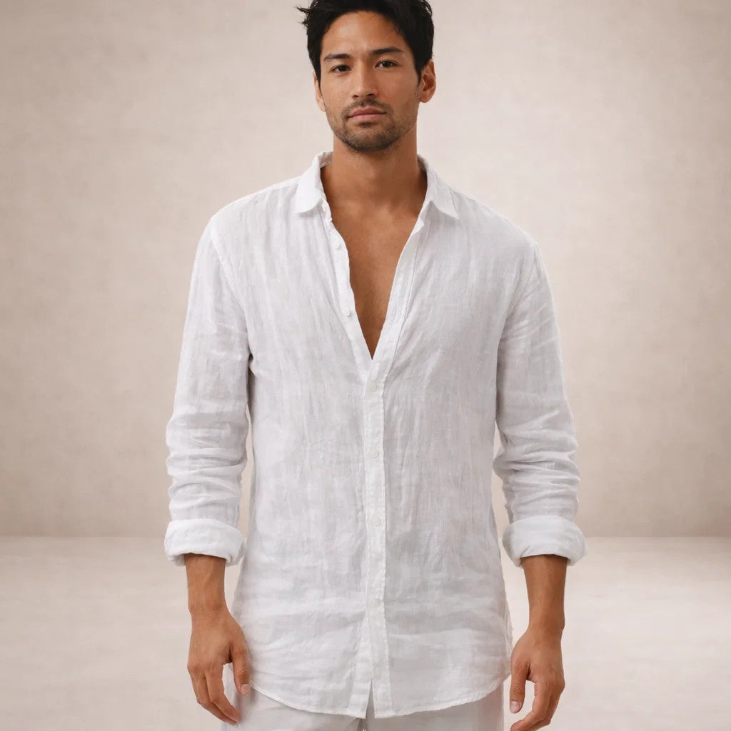 Men's Regular Fit Linen Button-Down Shirt - Casual Summer Shirt for Everyday Wear