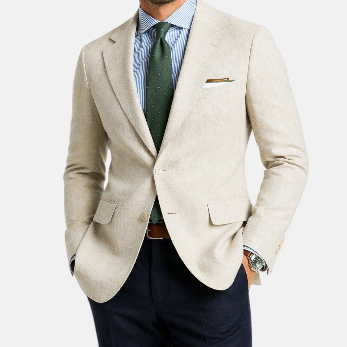 Men's Slim-fit Linen Blazer – An Elegant, Smart-casual Summer Jacket For Everyday Wear, Parties, And Vacations