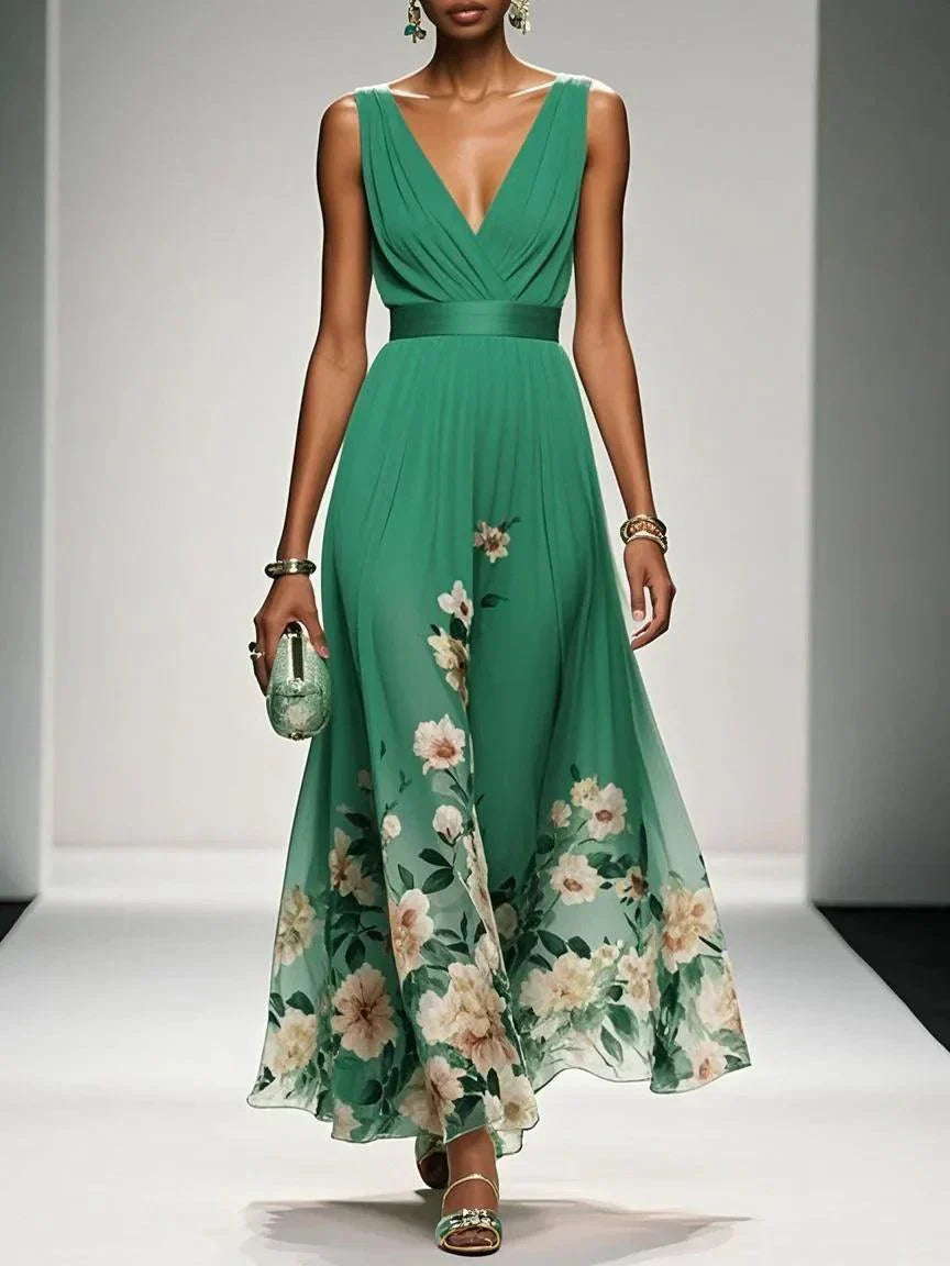 Aurora | Women Flowing Sleeveless Floral Chiffon Maxi Dress