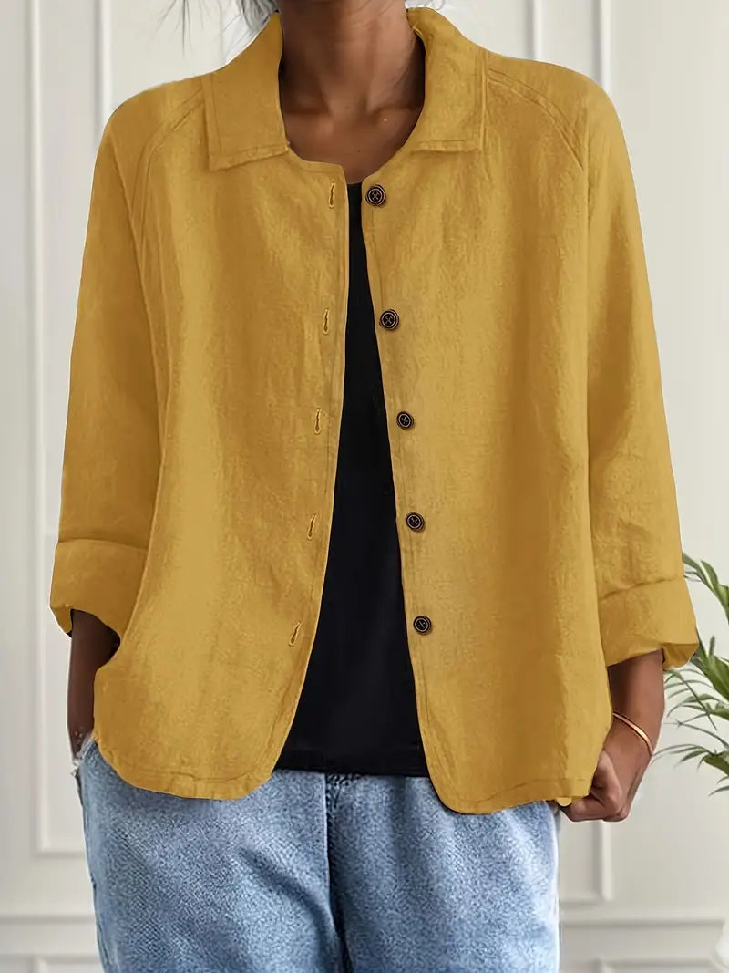 Women's Lightweight Button-front Jacket - Relaxed Fit Casual Outerwear For Spring And Summer