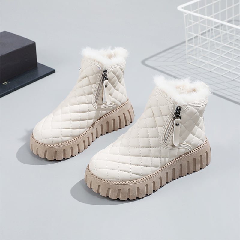 Kassandra - Women's Winter Ankle Boots with Tartan Pattern and Wedge