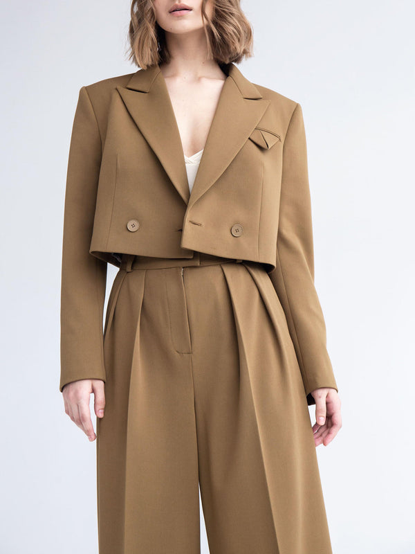 Mariella - Women's Short Blazer and High-Waisted Trousers Set