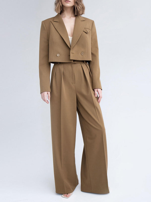 Mariella - Women's Short Blazer and High-Waisted Trousers Set