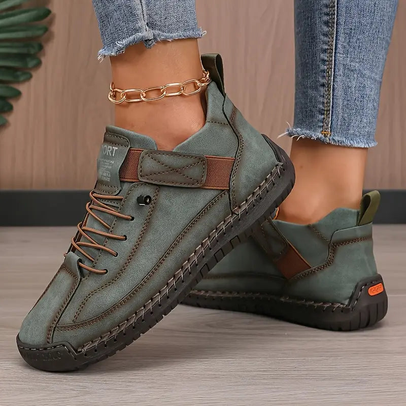 Women's Orthopedic Leather Sneakers - Comfortable Everyday Walking Shoes For Casual Wear