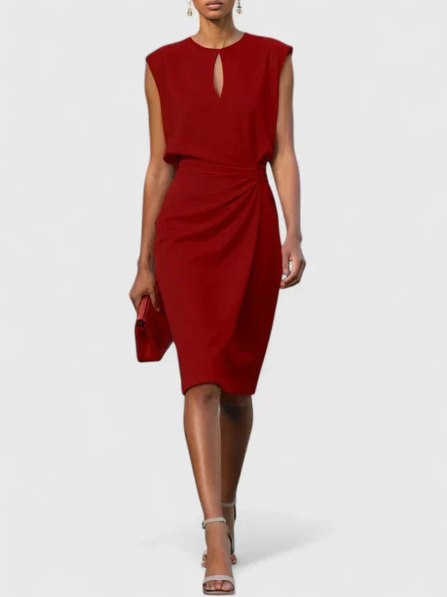 Women's Ruched Waist MIDI Dress - Elegant Style For Special Occasions And Everyday Wear