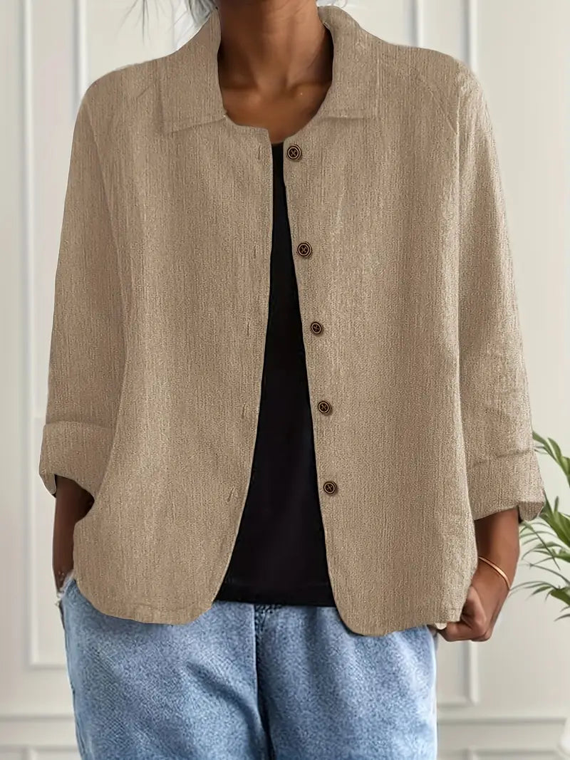 Women's Lightweight Button-front Jacket - Relaxed Fit Casual Outerwear For Spring And Summer