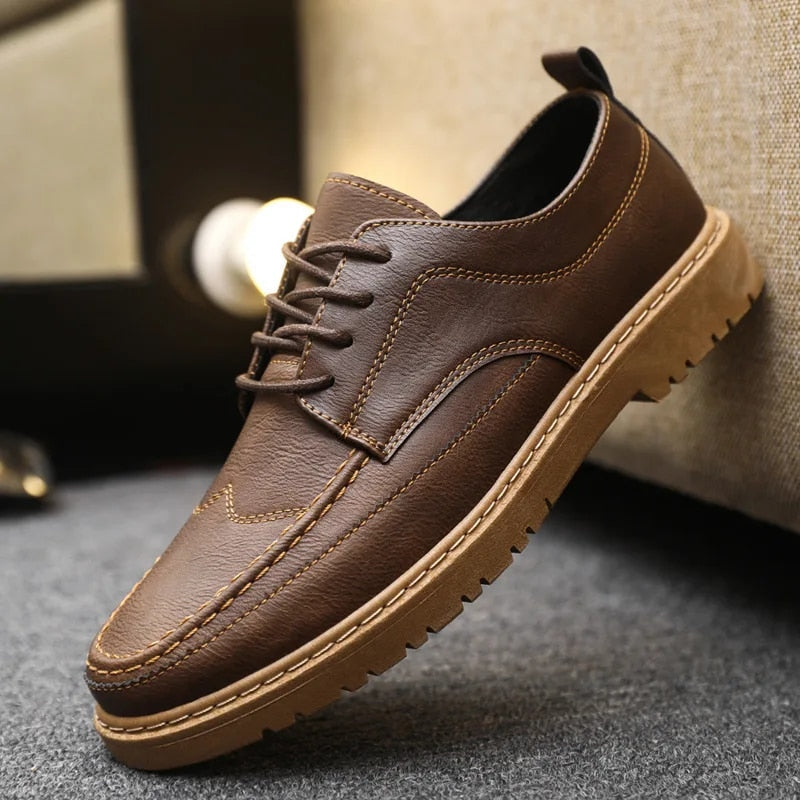 Men's Derby Shoes With Laces, Moc-toe Stitching, And A Sturdy Sole—versatile Shoes For Everyday Wear And Smart-casual Style