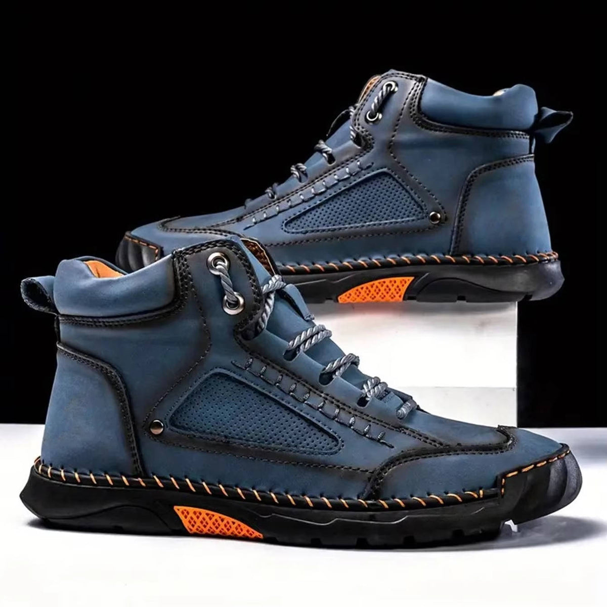 Men's Hand-stitched Ankle Boots With Laces – Sturdy Boots For Outdoor Activities And Casual Everyday Wear