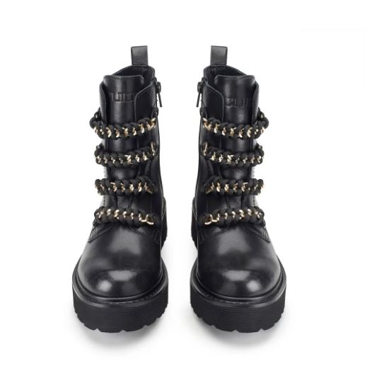 Flavina - Ankle Boots with Chain and Decorative Strap