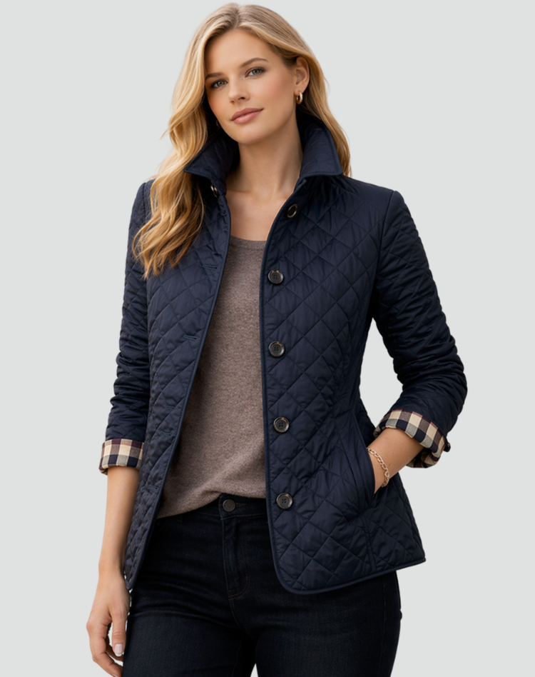 Women's Quilted Jacket - Button-front Collared Outerwear For Lightweight Everyday Wear
