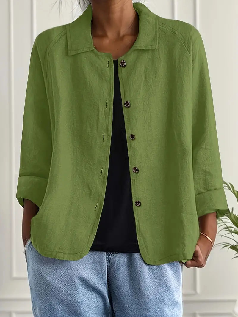 Women's Lightweight Button-front Jacket - Relaxed Fit Casual Outerwear For Spring And Summer