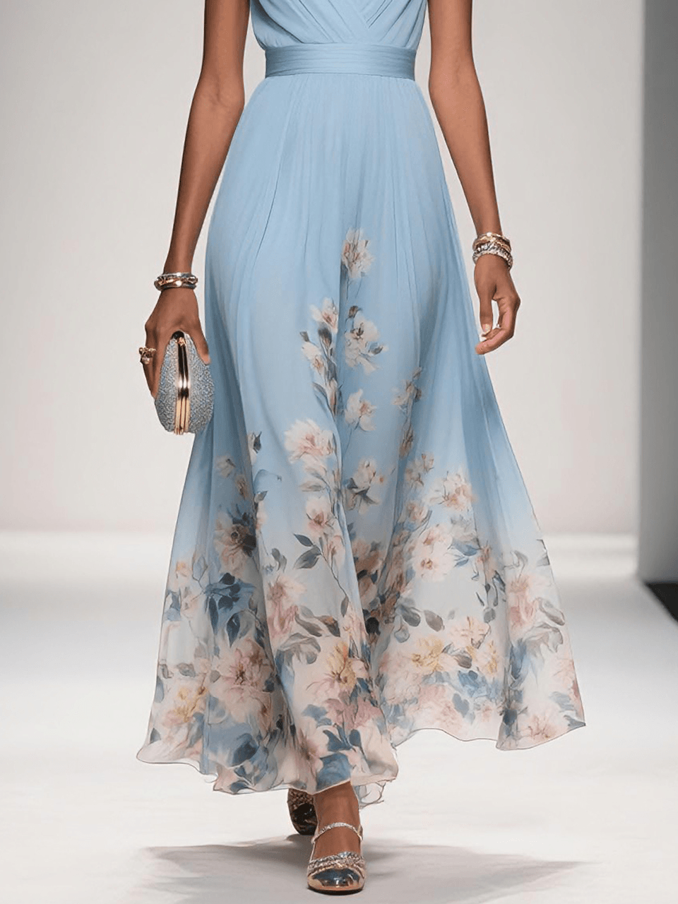 Aurora | Women Flowing Sleeveless Floral Chiffon Maxi Dress